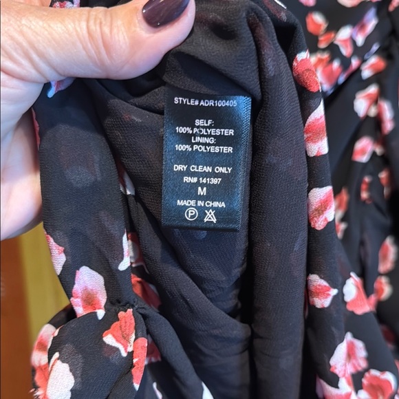 NWT Aster the label Black Floral Ruched Dress Size M - Picture 14 of 15